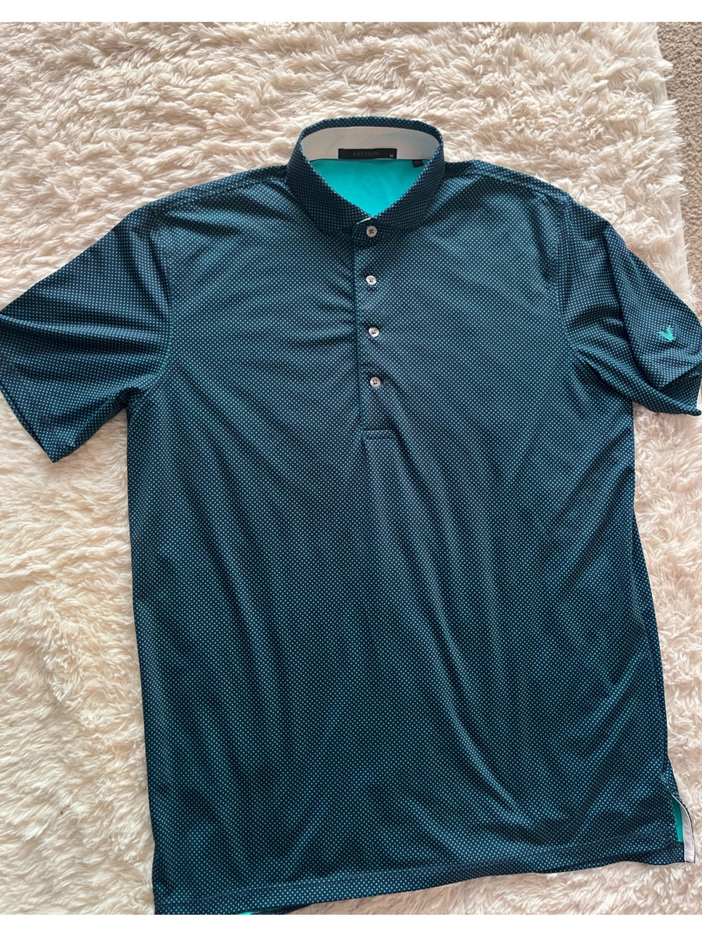 Men's Greyson Teal Dot Polo Shirt